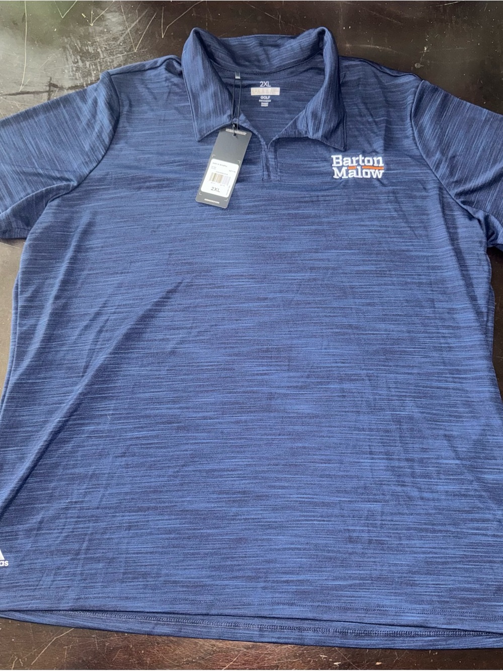 adidas Navy Blue Button-Down Polo with Embroidered Logo